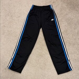 New Balance Kids Black Joggers with Blue and White Stripes